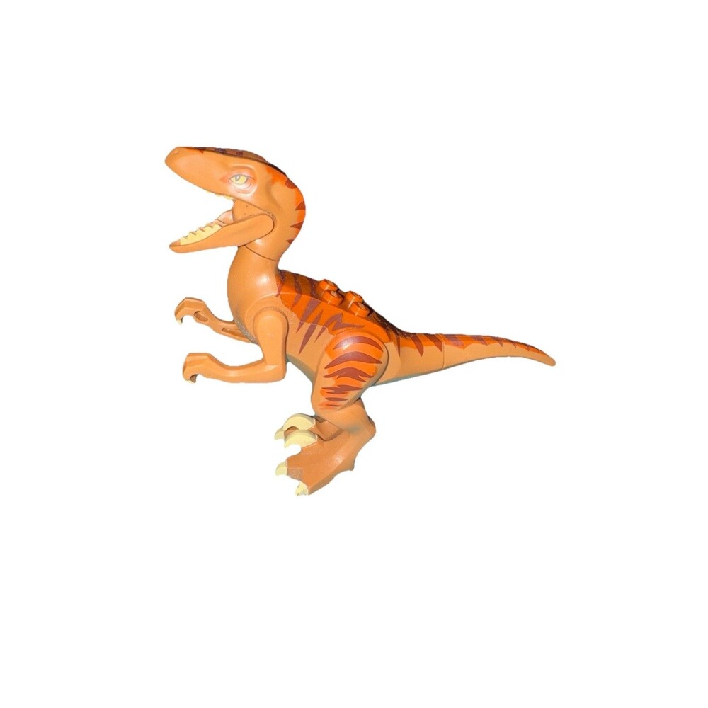 Lego Dino Defense HQ Tan/Orange Brown Stripes Raptor- Moving Jaw